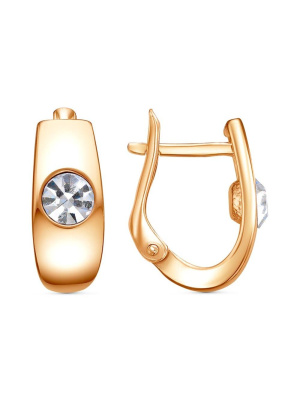 Серьги серебро 925 пробы, покрытие - золочение, вставка - стекло ювелирное preciosa