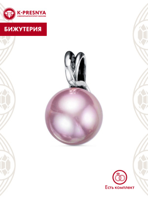 Подвеска бижутерия, покрытие - серебрение с оксидированием, вставка - имитация жемчуга