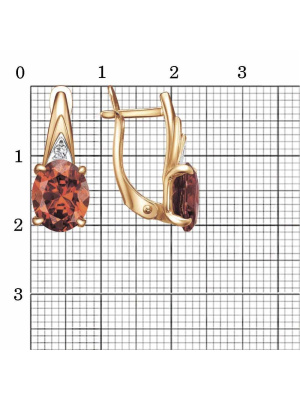 Серьги серебро 925 пробы, покрытие - золочение, выборочное родирование, вставка - фианит (недрагоценный камень)