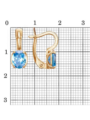Серьги бижутерия, покрытие - золочение, вставка - фианит (недрагоценный камень)
