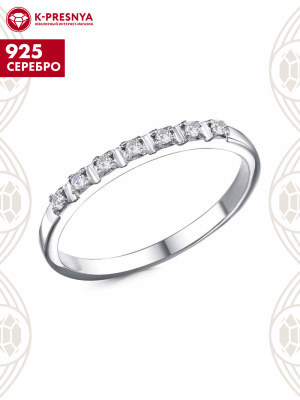 Кольцо серебро 925 пробы, покрытие - родирование, вставка - фианит (недрагоценный камень)