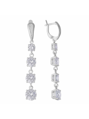 Серьги серебро 925 пробы, без покрытия, вставка - фианит (недрагоценный камень)