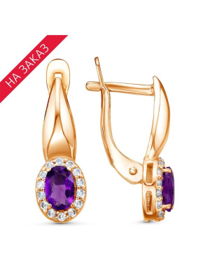 Серьги серебро 925 пробы, покрытие - золочение, выборочное родирование