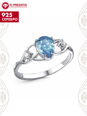 Кольцо серебро 925 пробы, покрытие - родирование, вставка - фианит (недрагоценный камень)