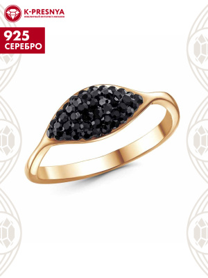 Кольцо серебро 925 пробы, покрытие - золочение, вставка - стекло ювелирное preciosa