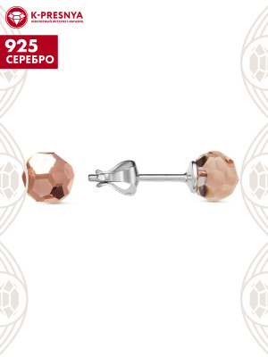 Серьги серебро 925 пробы, покрытие - родирование, вставка - стекло ювелирное preciosa