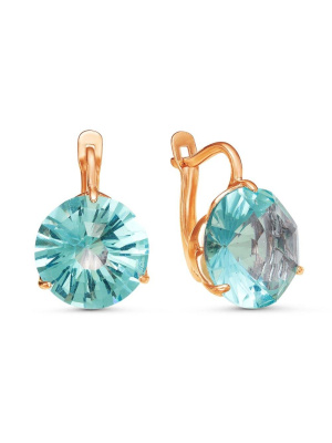 Серьги бижутерия, покрытие - золочение, вставка - стекло ювелирное собственной огранки