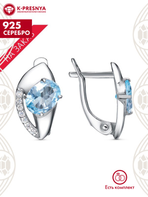 Серьги серебро 925 пробы, покрытие - платинирование