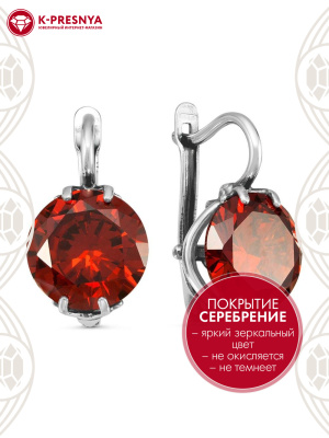 Серьги бижутерия, покрытие - серебрение с оксидированием, вставка - фианит (недрагоценный камень)