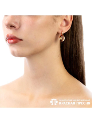 Серьги серебро 925 пробы, покрытие - золочение, вставка - искусственный султанит