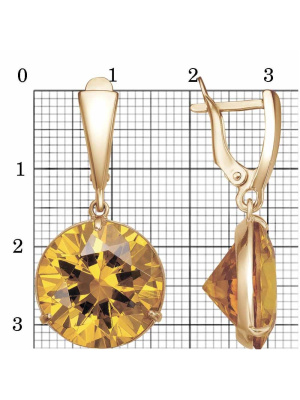 Серьги бижутерия, покрытие - золочение, вставка - фианит (недрагоценный камень)