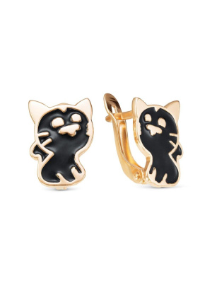 Серьги бижутерия, покрытие - золочение, отделка - эмаль, без вставок