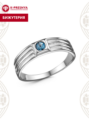 Кольцо бижутерия, покрытие - платинирование, вставка - стекло ювелирное preciosa