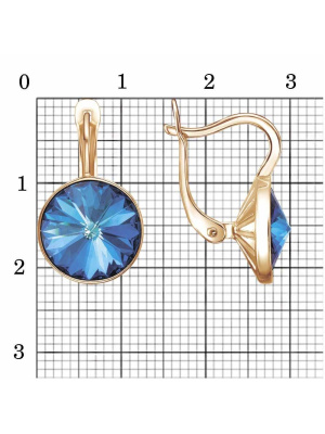 Серьги бижутерия, покрытие - золочение, вставка - стекло ювелирное preciosa