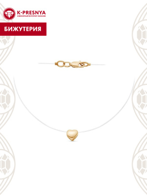 Колье бижутерия, покрытие - золочение, без вставок