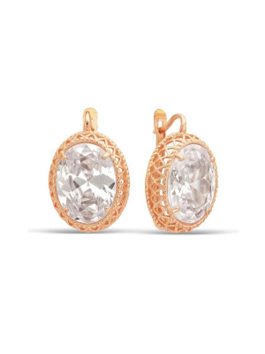 Серьги серебро 925 пробы, покрытие - золочение, вставка - фианит (недрагоценный камень)