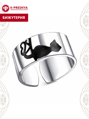 Кольцо бижутерия, покрытие - платинирование, отделка - эмаль, без вставок