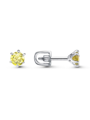 Серьги серебро 925 пробы, покрытие - родирование, вставка - фианит (недрагоценный камень)