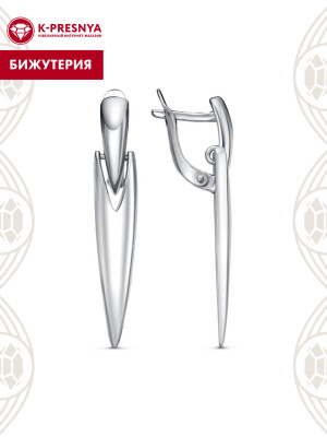 Серьги бижутерия, покрытие - платинирование, без вставок