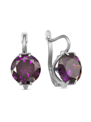 Серьги бижутерия, покрытие - серебрение с оксидированием, вставка - фианит (недрагоценный камень)