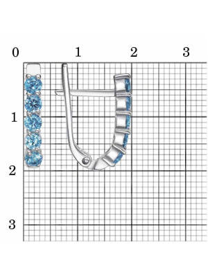 Серьги серебро 925 пробы, покрытие - платинирование, вставка - фианит (недрагоценный камень)