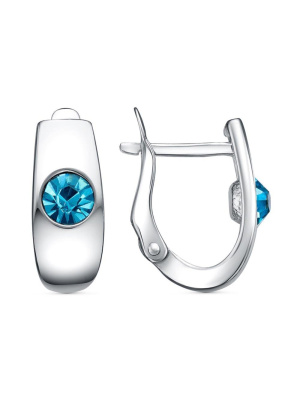 Серьги бижутерия, покрытие - платинирование, вставка - стекло ювелирное preciosa