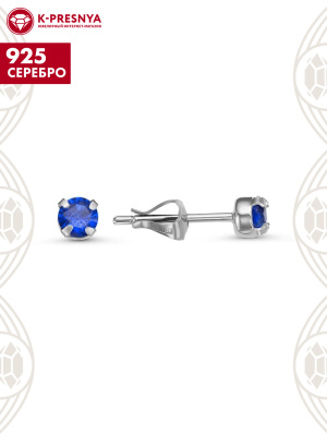 Серьги серебро 925 пробы, без покрытия, вставка - фианит (недрагоценный камень)
