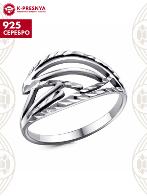 Кольцо серебро 925 пробы, покрытие - оксидирование, отделка - алмазная грань, без вставок