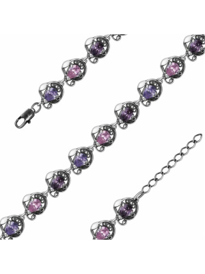 Браслет бижутерия, покрытие - серебрение с оксидированием, вставка - фианит (недрагоценный камень)