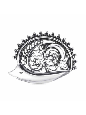 Брошь серебро 925 пробы, покрытие - оксидирование, без вставок