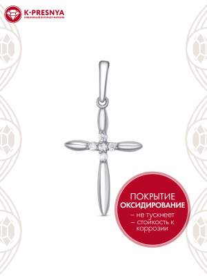 Подвеска серебро 925 пробы, покрытие - оксидирование, вставка - фианит (недрагоценный камень)