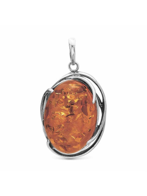 Подвеска бижутерия, покрытие - серебрение с оксидированием, вставка - искусственный янтарь