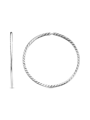 Серьги серебро 925 пробы, покрытие - родирование, отделка - алмазная грань, без вставок