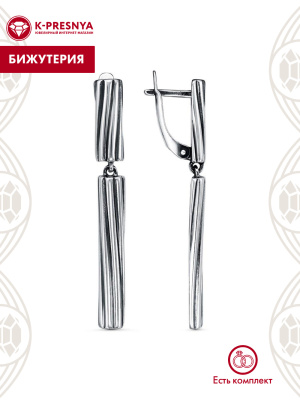 Серьги бижутерия, покрытие - серебрение с оксидированием, без вставок
