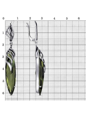 Серьги серебро 925 пробы, покрытие - оксидирование, вставка - ситалл собственной огранки