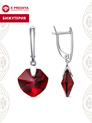 Серьги бижутерия, покрытие - платинирование, вставка - стекло ювелирное собственной огранки