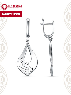Серьги бижутерия, покрытие - платинирование, без вставок