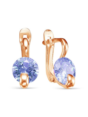 Серьги бижутерия, покрытие - золочение, вставка - фианит (недрагоценный камень)