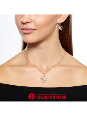 Серьги бижутерия, покрытие - золочение, вставка - фианит (недрагоценный камень)