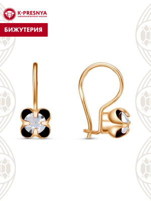 Серьги бижутерия, покрытие - золочение, вставка - стекло ювелирное preciosa