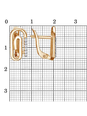 Серьги серебро 925 пробы, покрытие - золочение, выборочное родирование, вставка - фианит (недрагоценный камень)