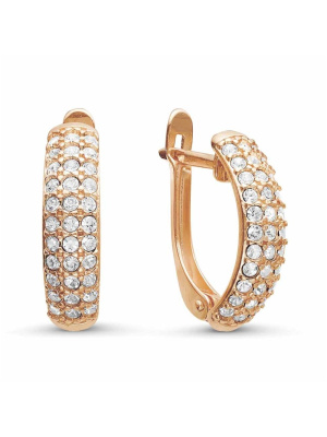 Серьги бижутерия, покрытие - золочение, вставка - стекло ювелирное preciosa