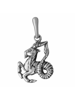 Подвеска"козерог" серебро 925 пробы, покрытие - оксидирование, без вставок