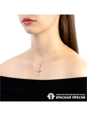 Подвеска серебро 925 пробы, покрытие - оксидирование, вставка - фианит (недрагоценный камень)