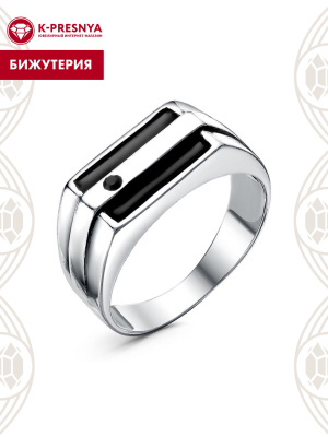 Кольцо бижутерия, покрытие - серебрение с оксидированием, отделка - эмаль, вставка - стекло ювелирное preciosa