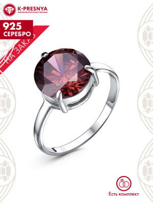 Кольцо серебро 925 пробы, покрытие - родирование, вставка - фианит (недрагоценный камень)