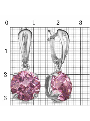 Серьги серебро 925 пробы, покрытие - родирование, вставка - фианит собственной огранки (недрагоценный камень)