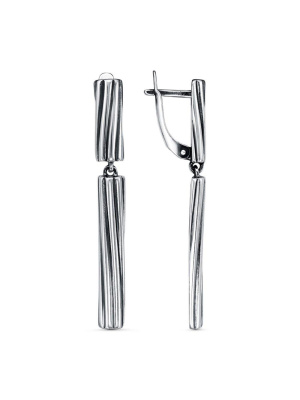 Серьги бижутерия, покрытие - серебрение с оксидированием, без вставок