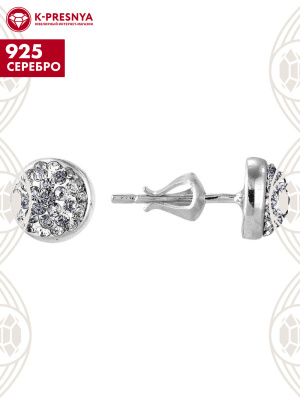Серьги серебро 925 пробы, без покрытия, вставка - стекло ювелирное preciosa