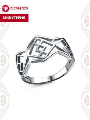 Кольцо бижутерия, покрытие - серебрение с оксидированием, без вставок